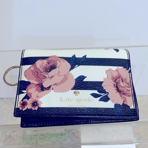 Kate Spade Hyde lane rose stripe keychain wallet - Picture 1 of 13